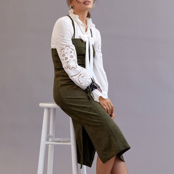HTF Anthropologie Sueded Slip Midi Dress - Picture 2 of 5
